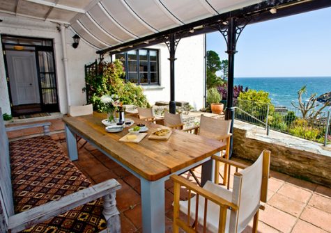 The outside dining area @ Higher Shute, Looe