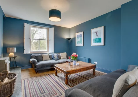 The living room at Higher Treliver Farmhouse, St Wenn