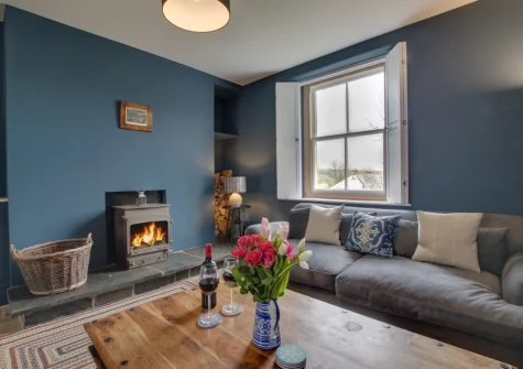 The living room at Higher Treliver Farmhouse, St Wenn