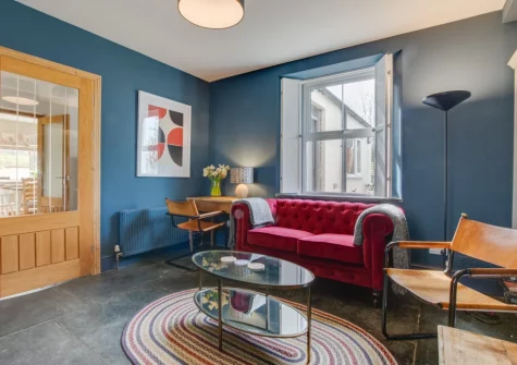 The living room at Higher Treliver Farmhouse, St Wenn