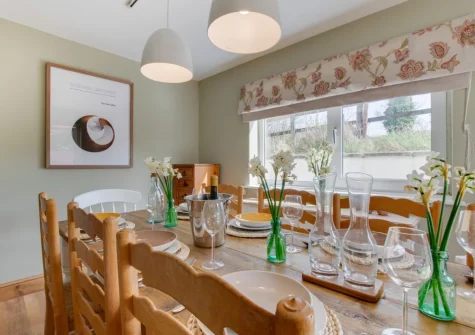 The dining room at Higher Treliver Farmhouse, St Wenn