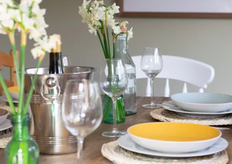 The dining room at Higher Treliver Farmhouse, St Wenn