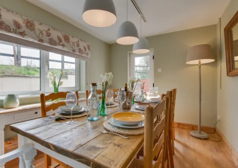 The dining room at Higher Treliver Farmhouse, St Wenn