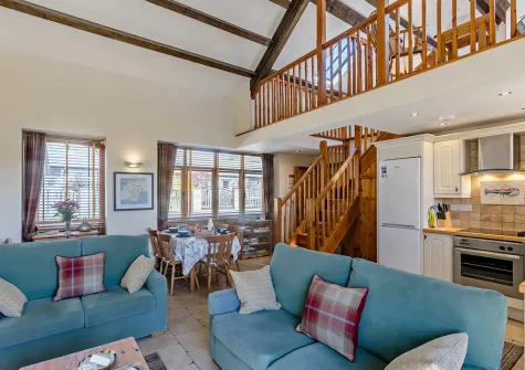 The living area at Highfield Barn, Hartland