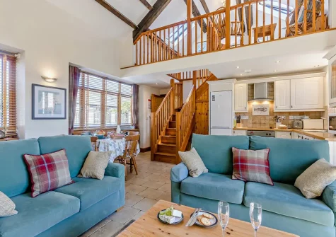 The living area at Highfield Barn, Hartland