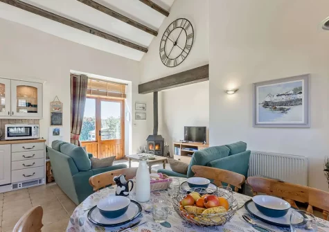 The dining area at Highfield Barn, Hartland