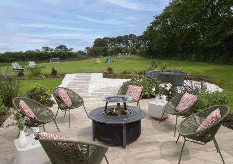 The terrace, outdoor sitting area & garden at Highfield Barton, Camborne