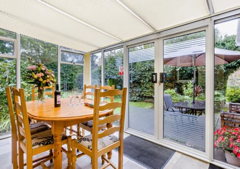 The conservatory breakfast room at Highfield, Topsham