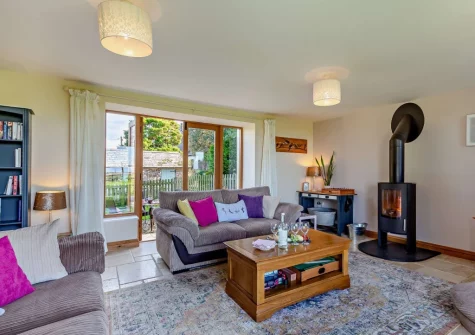 The living room at Highford Barn, Higher Clovelly