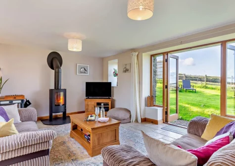 The living room at Highford Barn, Higher Clovelly