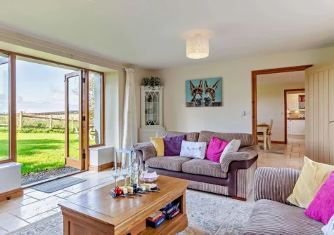 The living room at Highford Barn, Higher Clovelly