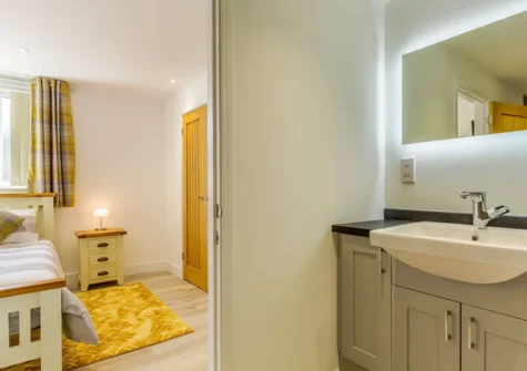 The en-suite shower room at Hillside View, Gilbert's Coombe