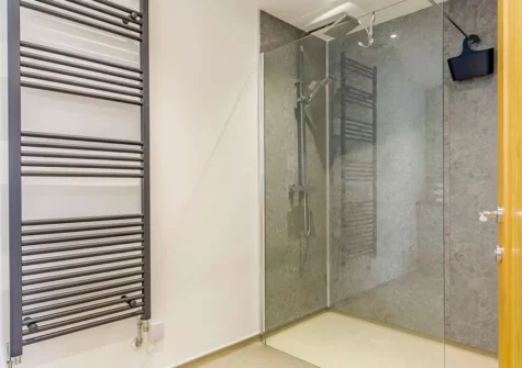 The en-suite shower room at Hillside View, Gilbert's Coombe