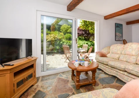 The living area at Hittisleigh Cottage, Hittisleigh