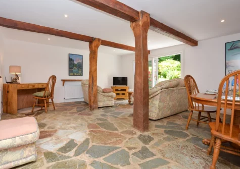 The living area at Hittisleigh Cottage, Hittisleigh