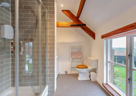 Bedroom #1 en-suite shower room at Hittisleigh Cottage, Hittisleigh