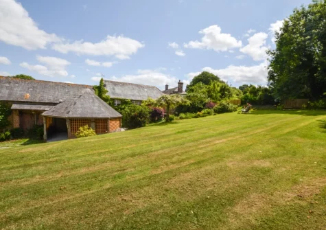 The lawned garden at Hittisleigh Cottage, Hittisleigh