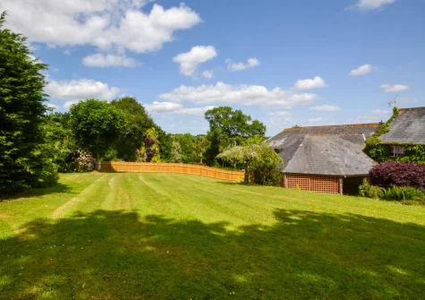 The lawned garden at Hittisleigh Cottage, Hittisleigh