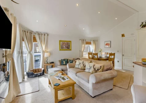 The living area at Holly Lodge, Meldon