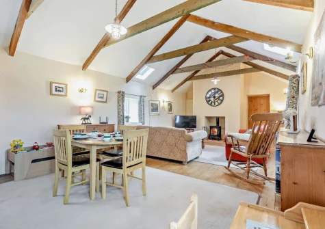 The living room at Hollyberry Barn at Banns Farm, St Buryan