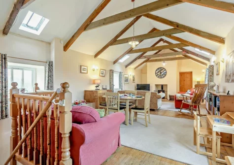 The living room at Hollyberry Barn at Banns Farm, St Buryan