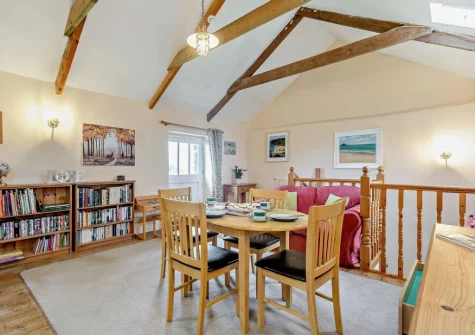 The living room at Hollyberry Barn at Banns Farm, St Buryan