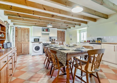 The kitchen & dining area at Hollyberry Barn at Banns Farm, St Buryan