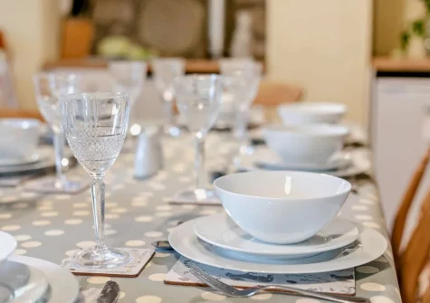 The dining area at Hollyberry Barn at Banns Farm, St Buryan