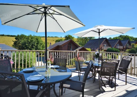 The decked patio & alfresco dining area at Honey Honey, Little Petherick