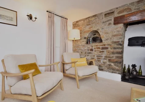 The living room at Honeysuckle Cottage, Weare Giffard