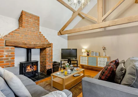The living area at Horseshoe Cottage, Ashwater