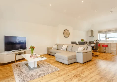 The living area at Howzat Pavilion View, Westward Ho!