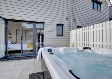 The patio & hot tub at Idle Hour, Westward Ho!