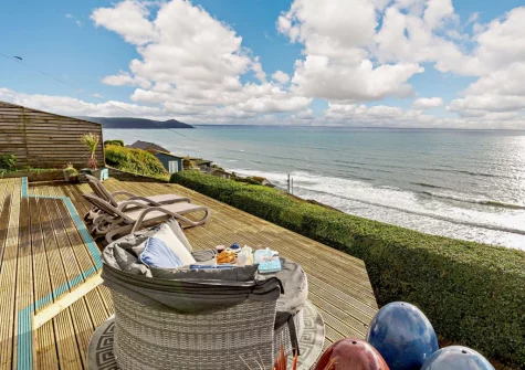 The decked terrace & outdoor sitting area at Infinity, Freathy