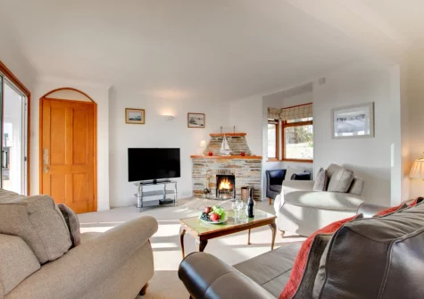 The living room at Inglenook, Porthleven