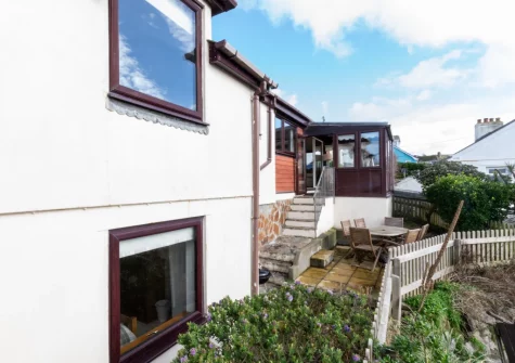 The terrace, barbecue & alfresco dining area at Inglenook, Porthleven