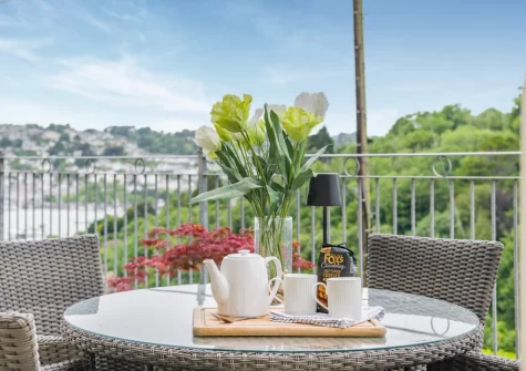 The terrace & alfresco dining area at Inglewood Apartments, Kingswear