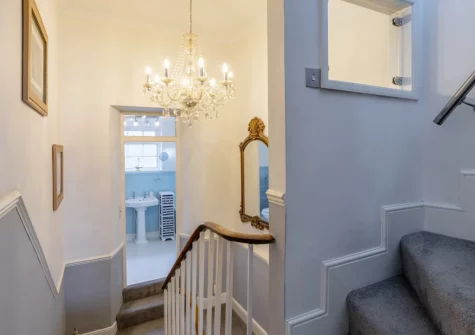 The stairs up to the second floor at Instow Cottage, Instow
