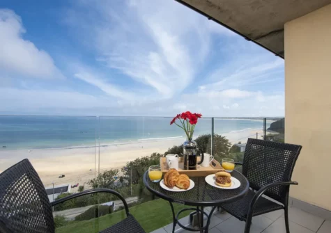 The the wonderful sea facing balcony at Ivory, Carbis Bay