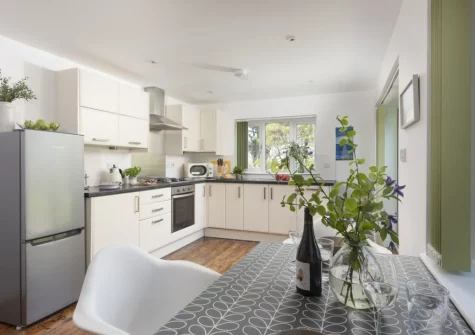 The kitchen & dining area at Ivy Chimney Cottage, Wheal Rose