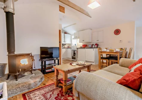 The living & dining area at Ivy Cottage at Banns Farm, St Buryan