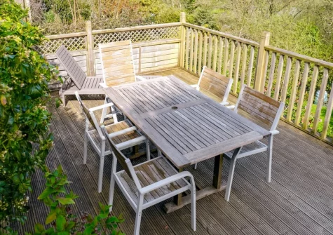 The decked terrace & alfresco dining area at Ivy Cottage, Boscastle