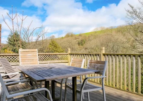 The decked terrace & alfresco dining area at Ivy Cottage, Boscastle