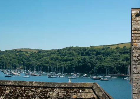 The view over the rooftops towards the river from bedroom #2 at Jackdaws, Fowey