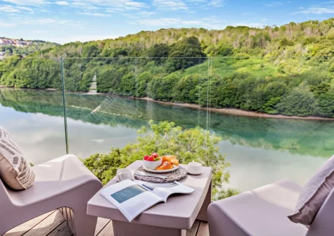 Bedroom #1 balcony & outdoor sitting area at Jasmine, Looe