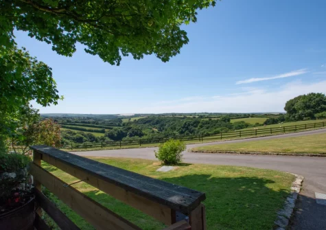 The view from the patio & alfresco dining area at Jingles at Penrose Burden, St Breward