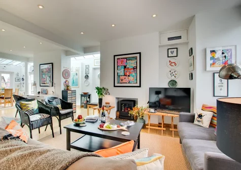 The living area at Joy House, Padstow