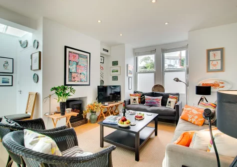 The living area at Joy House, Padstow