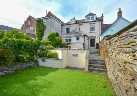 The patio & south-facing garden at Jwala, Padstow