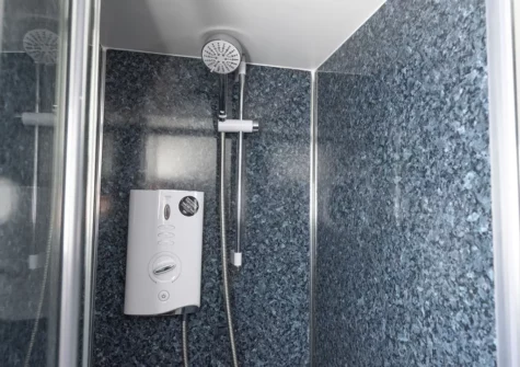 The shower room at Kailani, Copper Kettle Apartments, St Ives